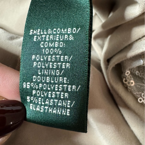 Lauren Ralph Lauren Silver Cream Sequin Full Length Gown Maxi Dress 10 Festive - Picture 8 of 9